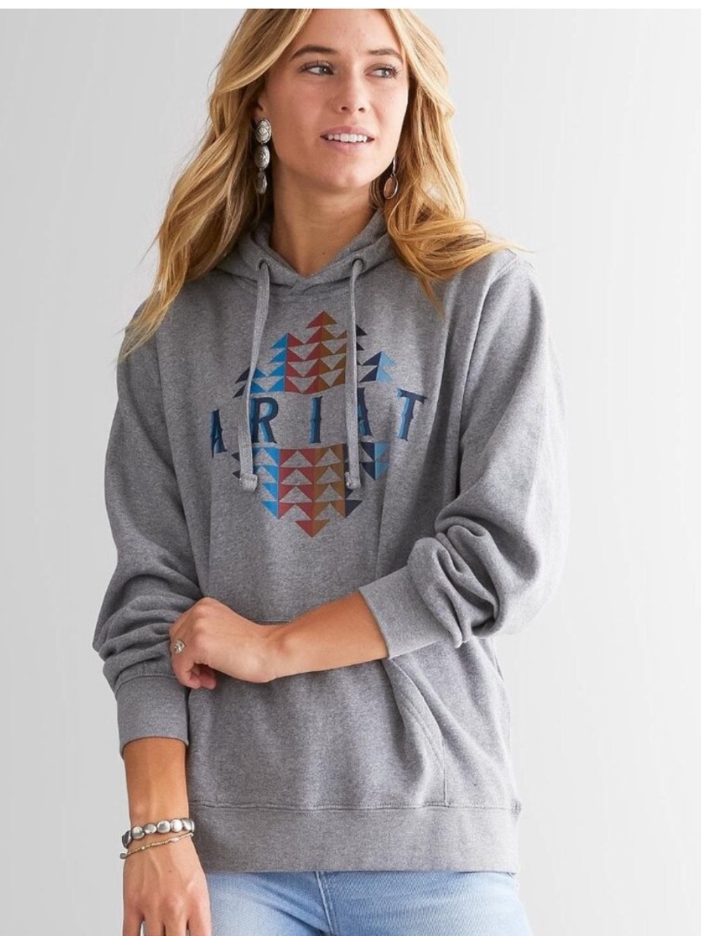 Ariat Womens Real Beartooth Hoodie Heather Grey Large
